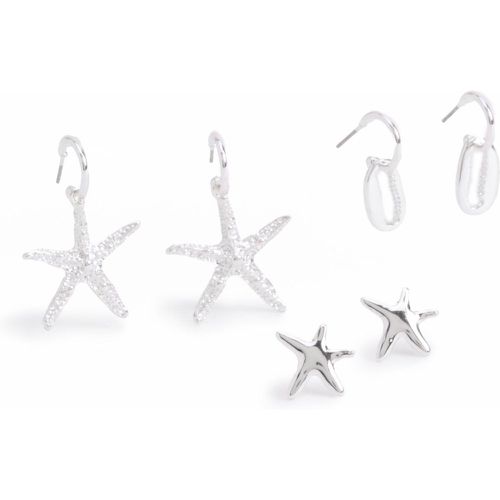 Silver 3 Pack Sea Detail Earrings - boohoo - Modalova