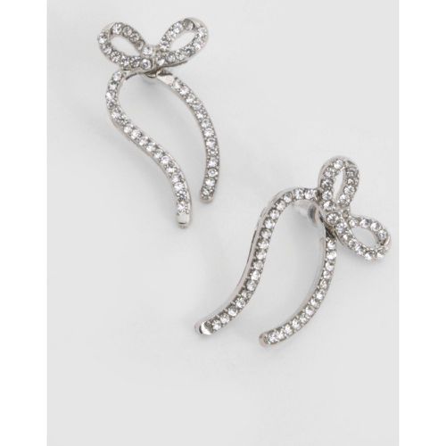 Silver Embellished Bow Earrings - boohoo - Modalova