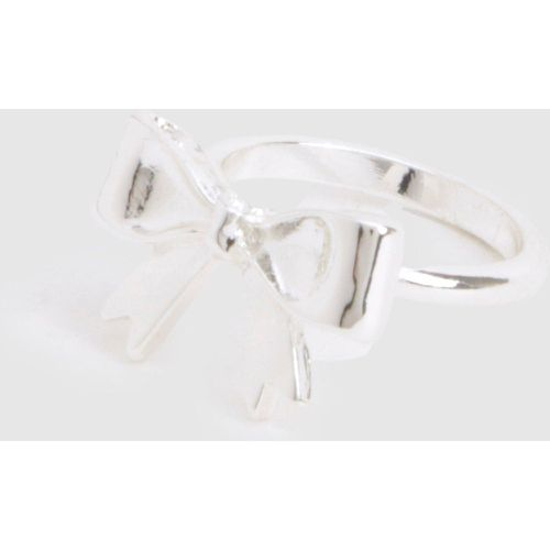 Silver Bow Detail Ring, Gris - boohoo - Modalova