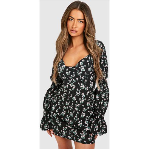 Vestido Mini De Chifón Estilo Corsé Con Estampado De Flores - boohoo - Modalova