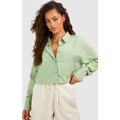 Camisa Texturizada Crop Recta De Rayas - boohoo - Modalova