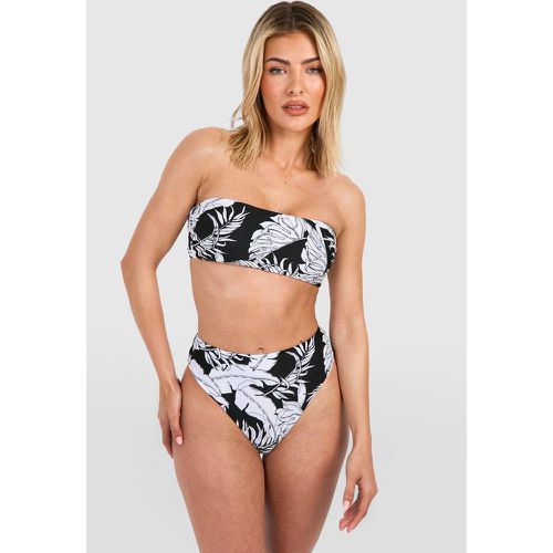 Tropical Bandeau High Waist Bikini Set - boohoo - Modalova