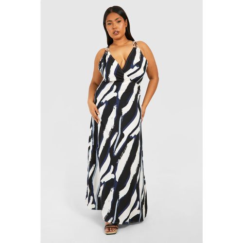 Vestito maxi Plus Size con stampa zebrata, scollo a V e spalline - boohoo - Modalova