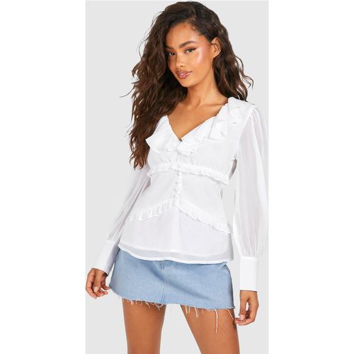 Blusa in chiffon con arricciature - boohoo - Modalova