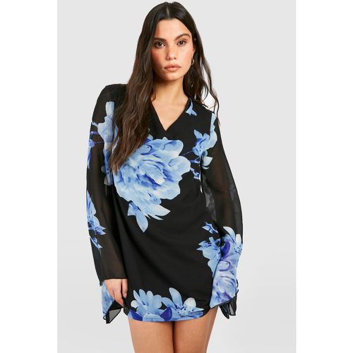 Vestido Mini De Chifón Plisado Con Estampado De Flores - boohoo - Modalova