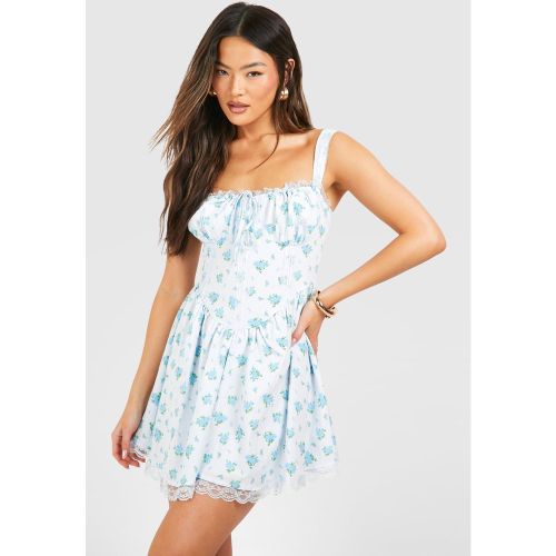 Miniabito Milkmaid a fiori piccoli con spalline - boohoo - Modalova