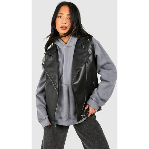Petite Faux Leather Sleeveless Biker Jacket - boohoo - Modalova