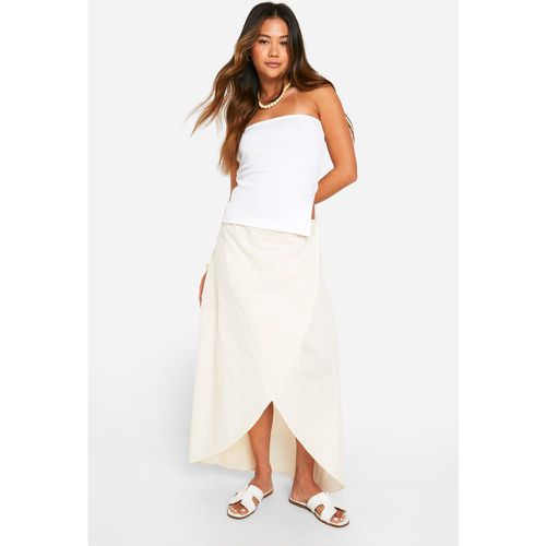 Linen Look Maxi Skirt, Cream - boohoo - Modalova