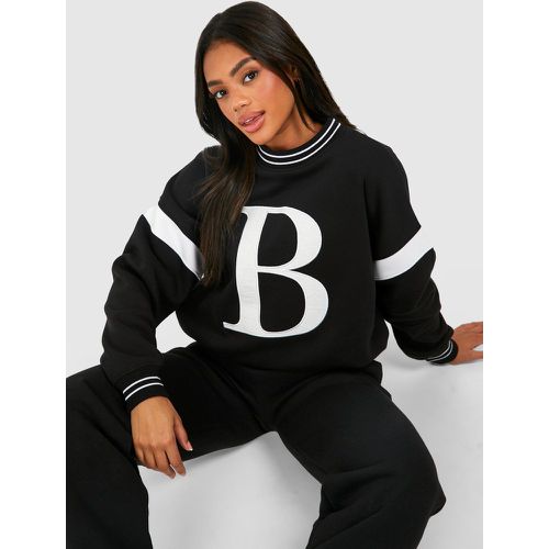 Felpa oversize con slogan B, Nero - boohoo - Modalova