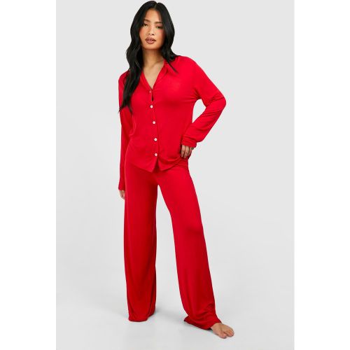 Pijama Petite De Manga Larga Con Botones - boohoo - Modalova