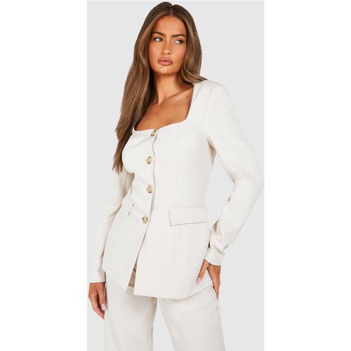 Blazer sagomato con scollo quadrato e bottoni - boohoo - Modalova