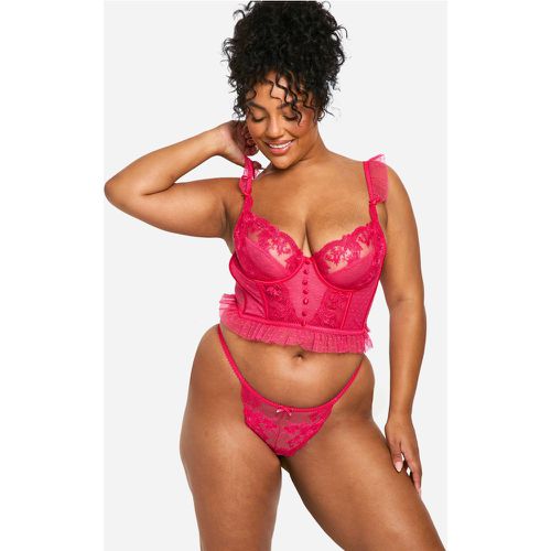 Perizoma Plus Size in pizzo, Pink - boohoo - Modalova