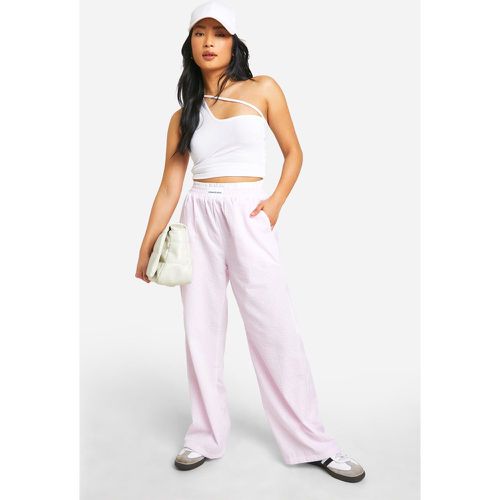 Pantalón Petite Con Raya Diplomática Y Cintura En Contraste - boohoo - Modalova