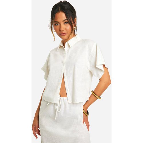 Camicia corta in cotone, Cream - boohoo - Modalova