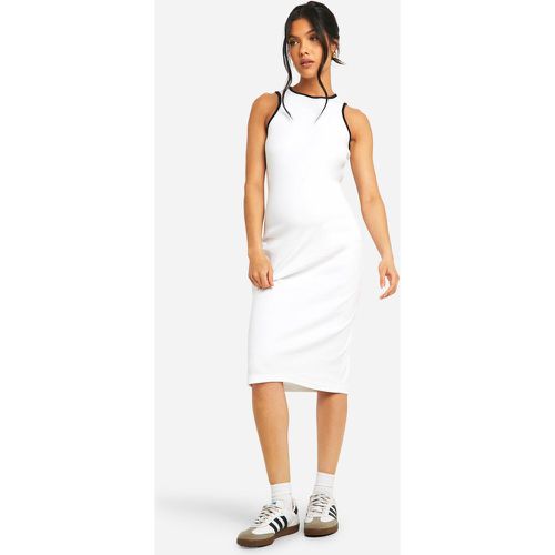 Maternity Ribbed Racer Neck Contrast Binding Midi Dress - boohoo - Modalova