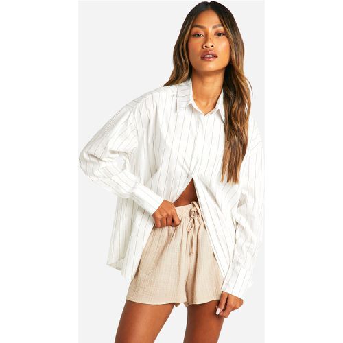 Camisa Oversize De Rayas Finas - boohoo - Modalova