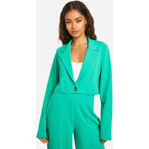 Blazer squadrato corto in crêpe di jersey - boohoo - Modalova