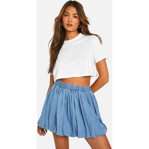 Denim Puffball Mini Skirt, Azzurro - boohoo - Modalova