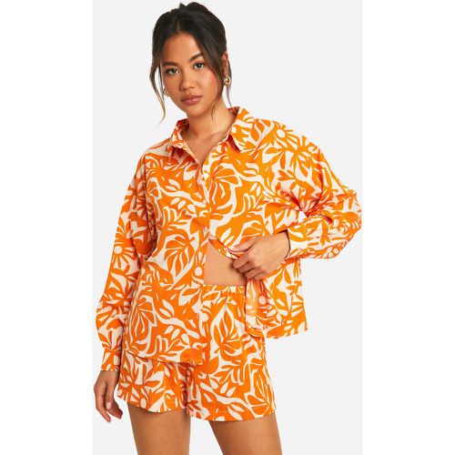 Tropical Print Shorts, Naranja - boohoo - Modalova