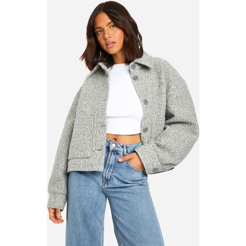 Chaqueta Efecto Lana De Tejido Bouclé Con Cuello - boohoo - Modalova