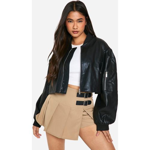 Chaqueta Bomber De Cuero Sintético Con Detalle En El Hombro - boohoo - Modalova