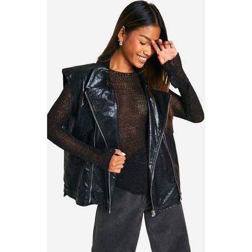 Giacca smanicata da Biker oversize in pelle sintetica - boohoo - Modalova