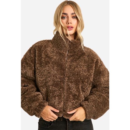 Chaqueta Bomber Recta De Borreguito Rizado - boohoo - Modalova