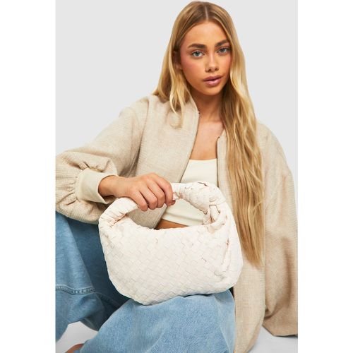 Faux Suede Woven Knot Handle Bag - boohoo - Modalova