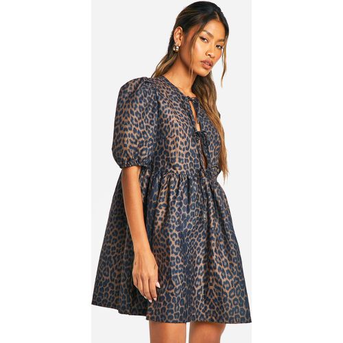 Vestido Mini De Leopardo Con Atadura Frontal - boohoo - Modalova