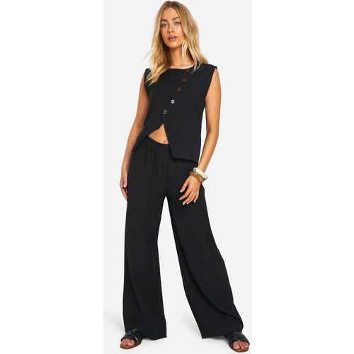 Textured Linen Look Waistcoat & Wide Leg Trousers - boohoo - Modalova