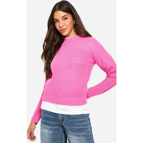 Maglione corto a girocollo Basic - boohoo - Modalova