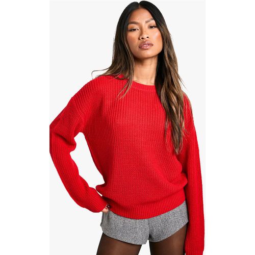 Maglione a girocollo Basic, Rosso - boohoo - Modalova