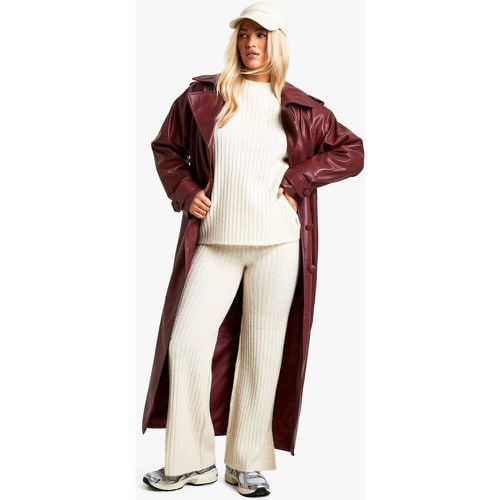 Conjunto De Punto Suave Y Canalé Grueso De Pantalón De Punto Y Jersey Oversize Con Cuello De Caja - boohoo - Modalova