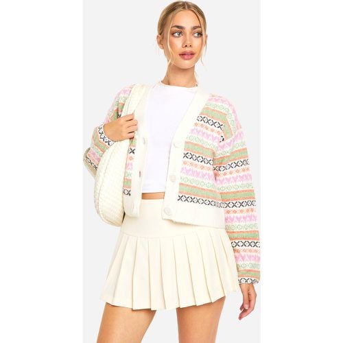 Cardigan squadrato in maglia in colori pastello con motivi Fairisle - boohoo - Modalova