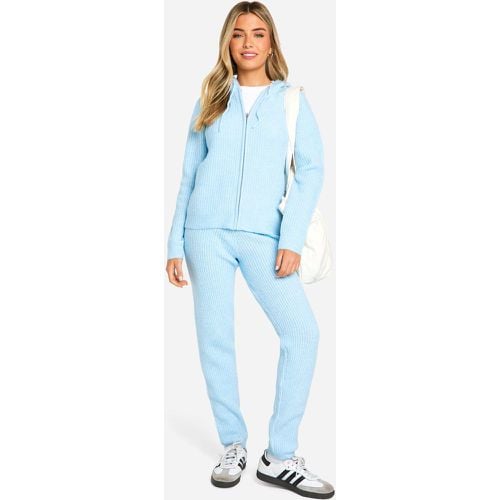 Tuta sportiva in maglia morbida fine con zip e cappuccio - boohoo - Modalova