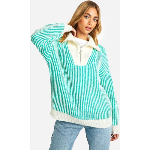 Jersey Grueso Con Cuello Alto Y Rayas A Dos Tonos - boohoo - Modalova