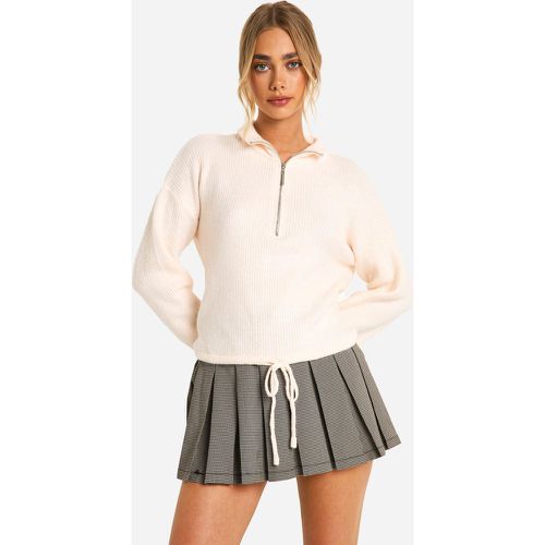 Maglione con laccetti, zip e collo a imbuto - boohoo - Modalova