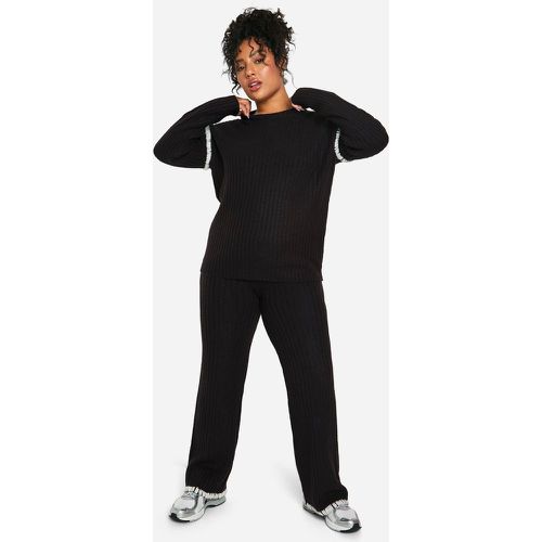 Set Plus Size in maglia pesante Premium con finiture a contrasto & pantaloni in maglia - boohoo - Modalova