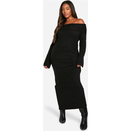 Vestido Jersey Plus Oversize De Punto Suave Premium Con Escote Bardot Y Canalé - boohoo - Modalova