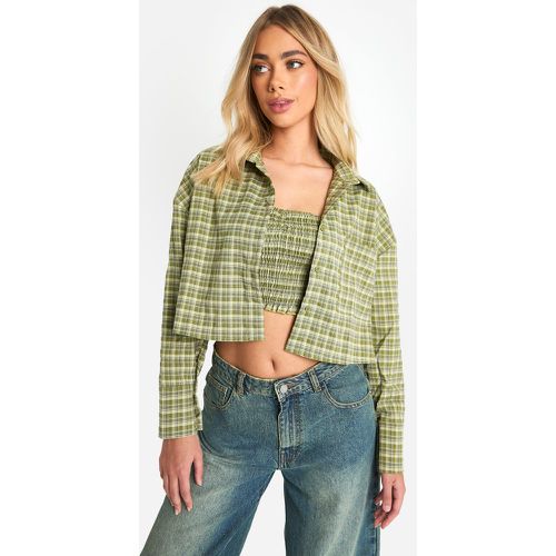 Set camicia corta a quadri & bralette - boohoo - Modalova