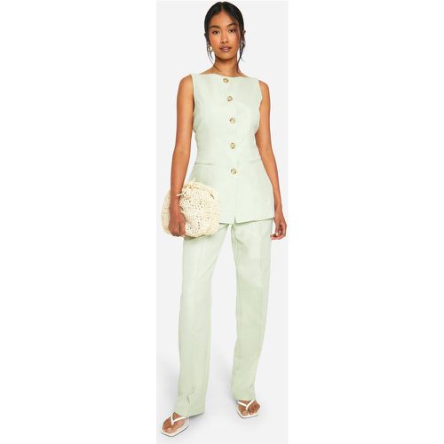 Pantaloni sartoriali dritti, Verde - boohoo - Modalova