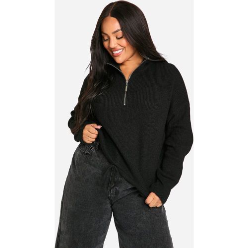 Maglione Plus Size con laccetti, zip e collo a imbuto - boohoo - Modalova