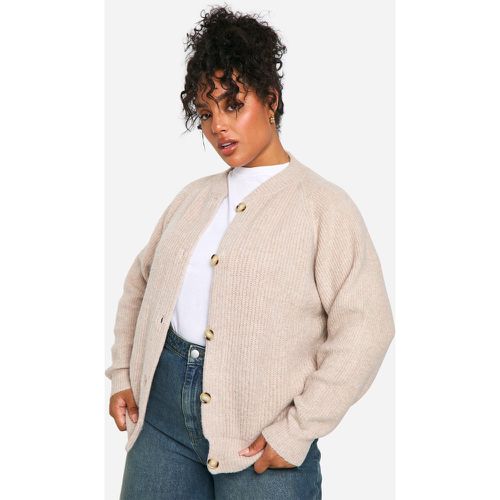 Cárdigan Bomber Plus De Punto Y Canalé Suave - boohoo - Modalova