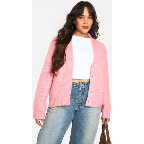 Cárdigan Plus Oversize Boyfriend De Punto Suave - boohoo - Modalova