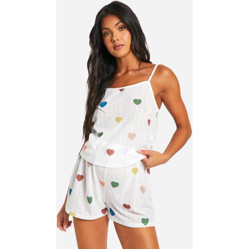 Pijama Premamá De Pantalón Corto Y Camisola Con Estampado De Corazones - boohoo - Modalova