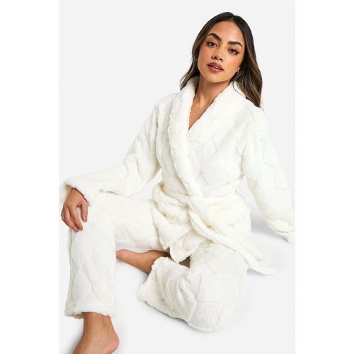 Conjunto Para Estar En Casa De Pantalón Y Top Cruzado De Forro Polar En Relieve - boohoo - Modalova