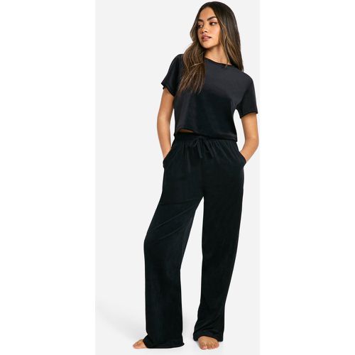 Conjunto De Pantalón De Pernera Ancha Y Camiseta Para Bebé De Velvetón - boohoo - Modalova