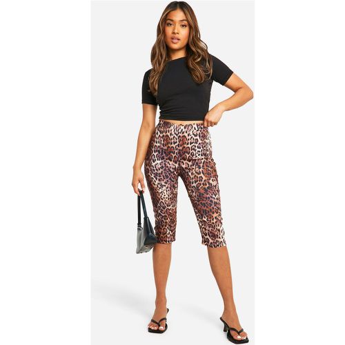 Pantaloni Capri Petite leopardati in bengalina - boohoo - Modalova