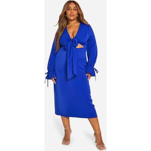 Plus Tie Front Midaxi Dress, Azul - boohoo - Modalova