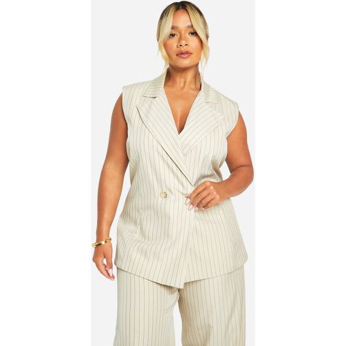 Plus Pinstripe Double Breasted Sleeveless Blazer - boohoo - Modalova